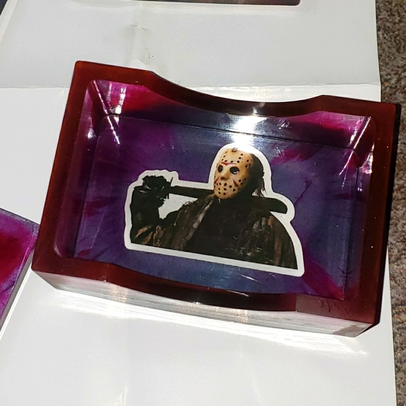 Jason Themed Coasters + Holder/Horror/Resin Coasters/Square/5pc plus holder - Picture 9 of 12